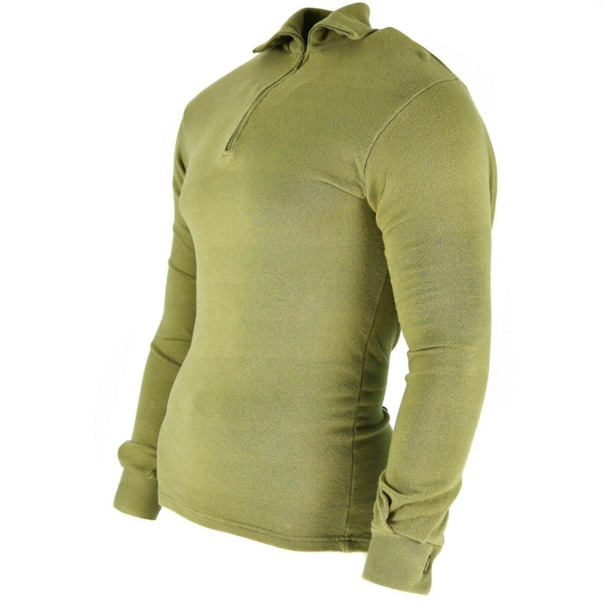 Original British Army Tricot Shirt dragkedja undertröja dragkedja termisk grön od
