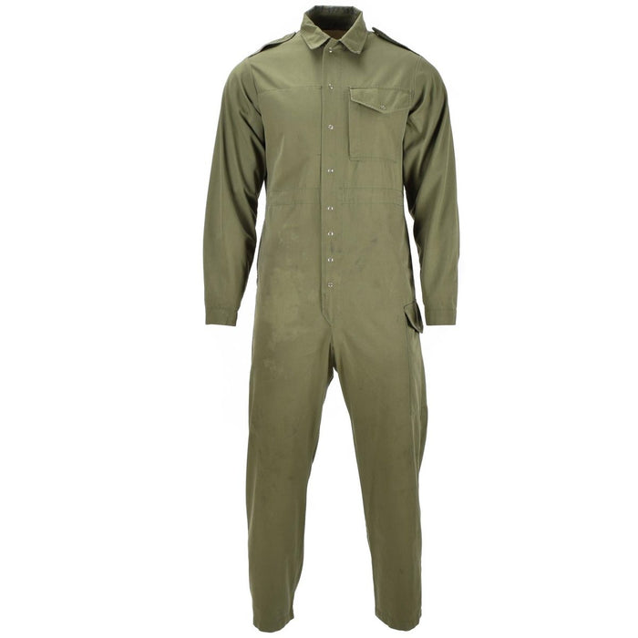 Original brittisk armé olivgrön mekanikoverall med långa ärmar och jumpsuit med knappstängning framtill