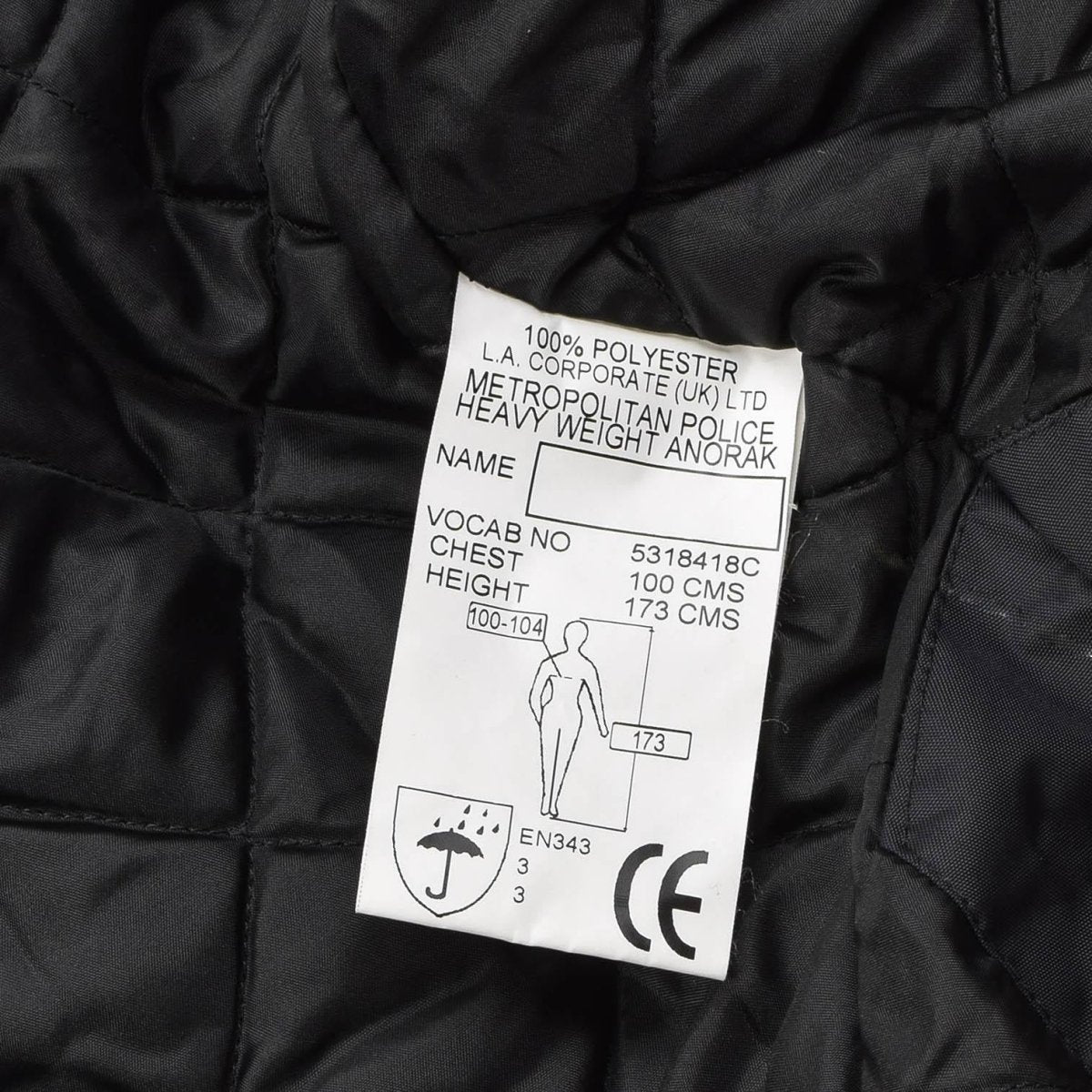Original British Military Rain Jacket Police Solid Black Fode Waterproof Coat