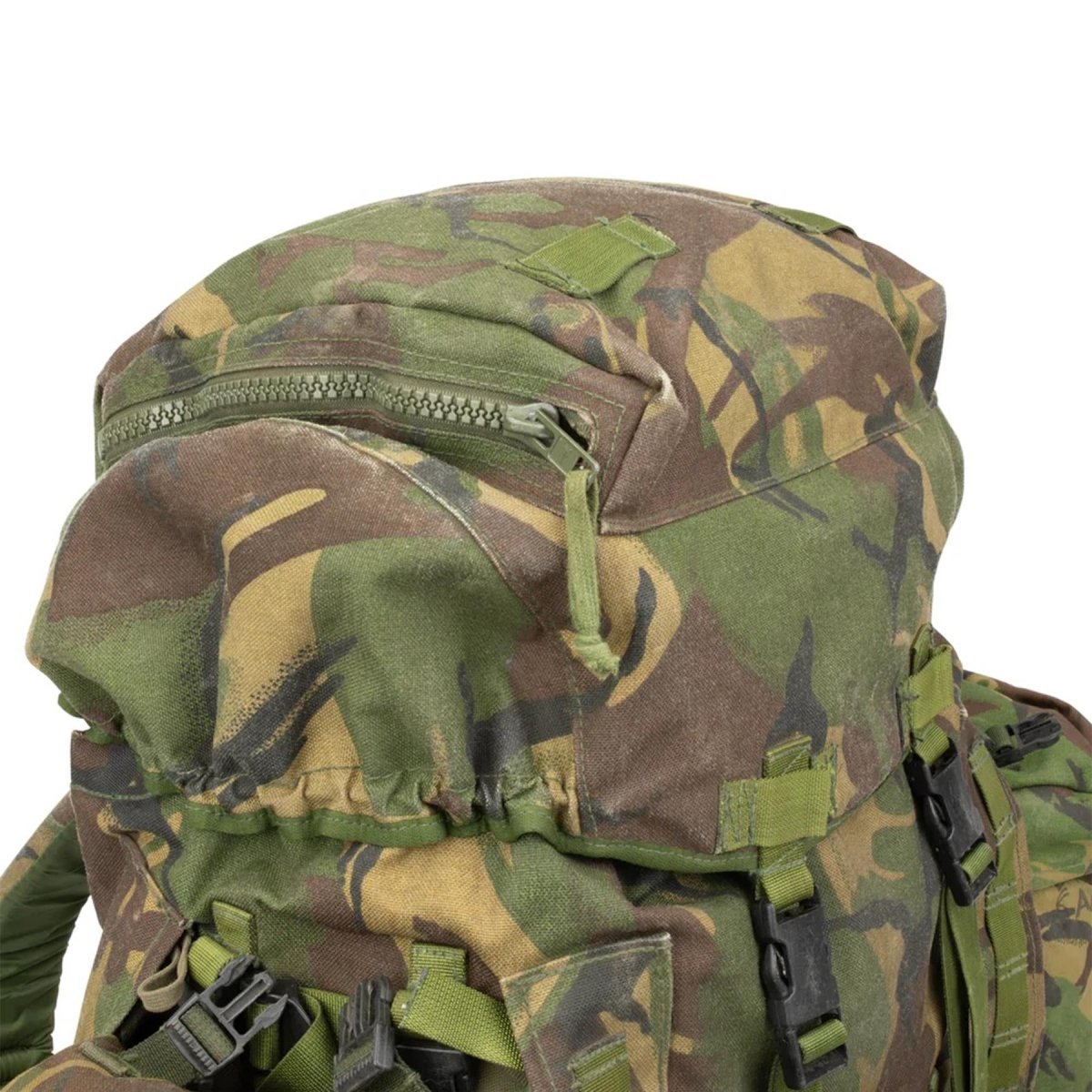 Original British Military Tactical Rackpack Woodland Camo 90 liter sidofickor