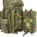 Original British Military Tactical Rackpack Woodland Camo 90 liter sidofickor