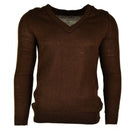 Original Bulgarian army pullover brown V-neck sweater with ribbed cuffs and hem, durable and warm military-style knitwear.