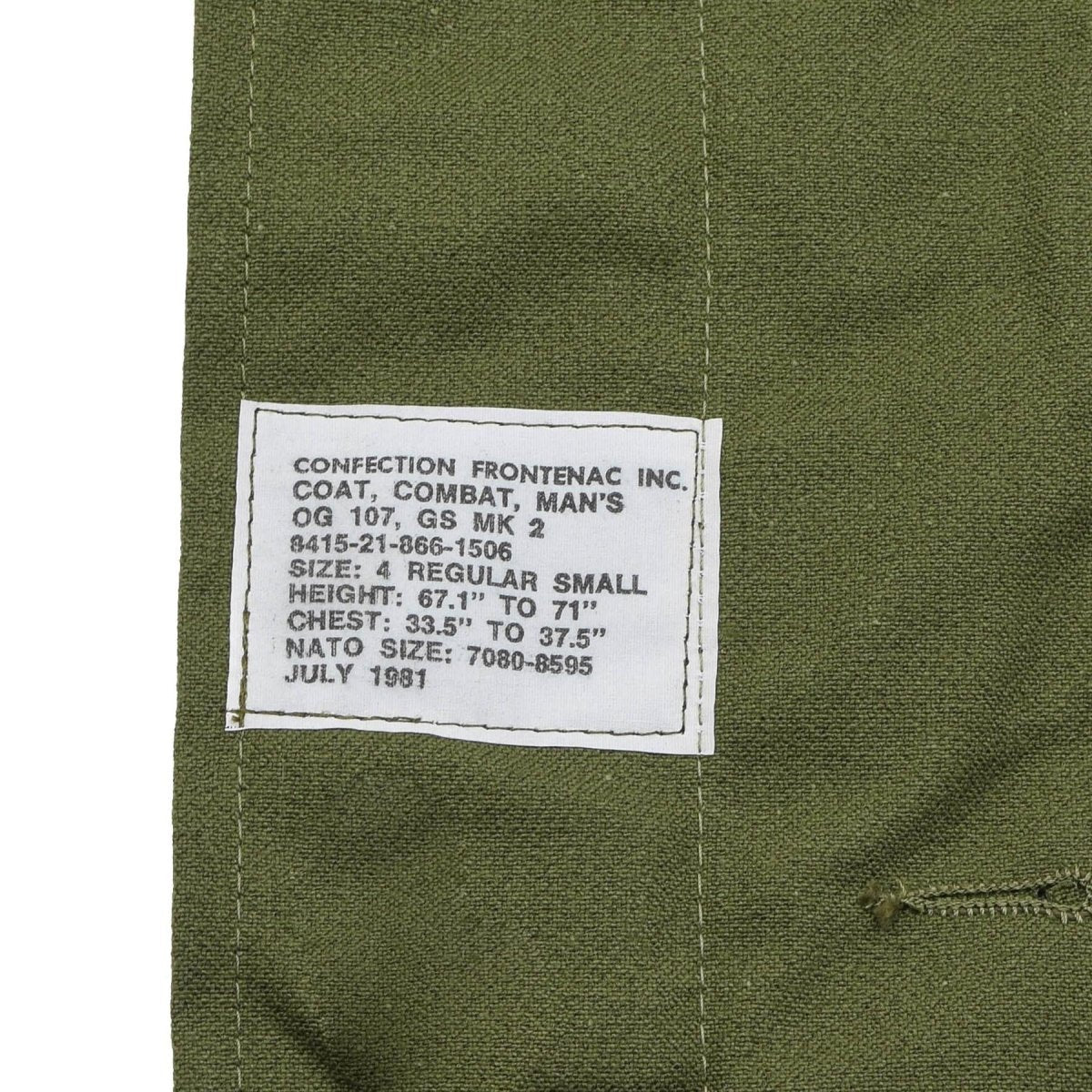 Original Kanadensisk Army Field Jacket Combat Military Surplus Olivgrön