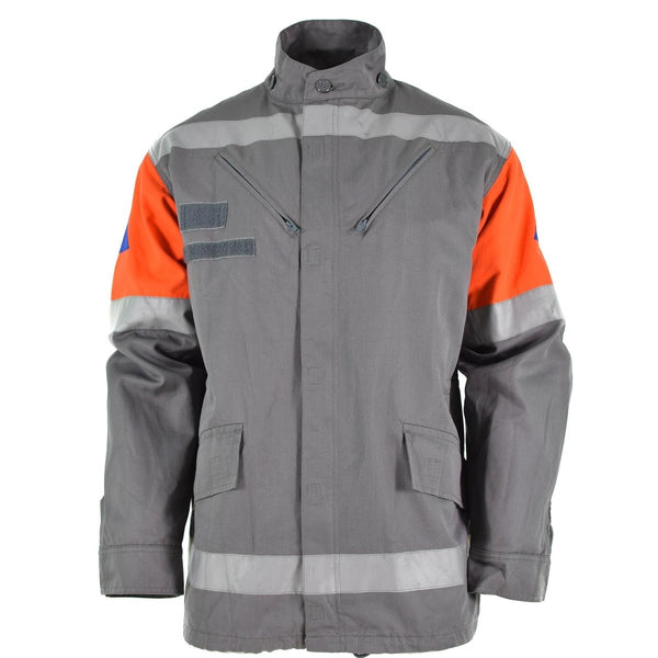 Original Czech army jacket CZ civil defense grey field surplus reflective band - GoMilitar