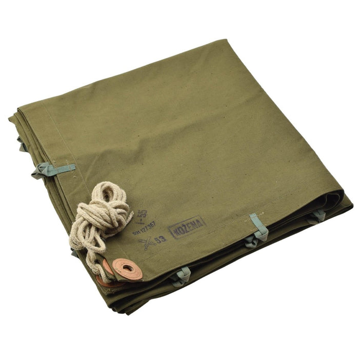 Original tjeckisk armé khaki poncho tält vatten - resistent vintage camping utanför - GoMilitar
