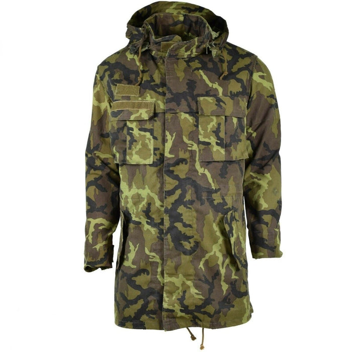 Original tjeckisk armé militär strid CZ 95 camo fältjacka parkas med huva och flera fickor för utomhusbruk