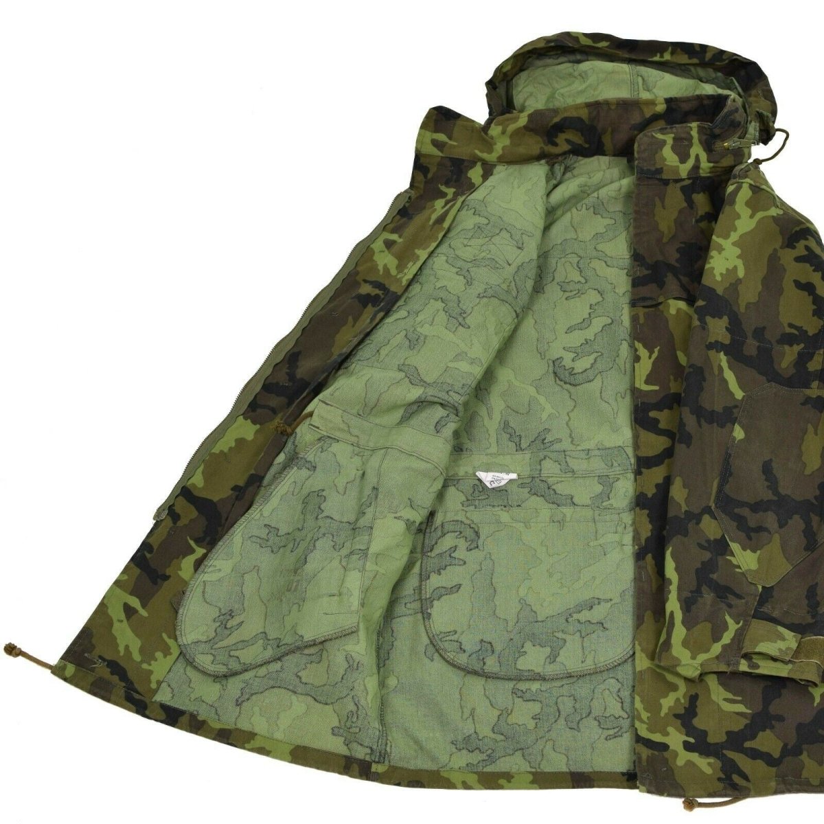 Original tjeckisk armé militär strid CZ 95 Camo Field Jacka Parka huva