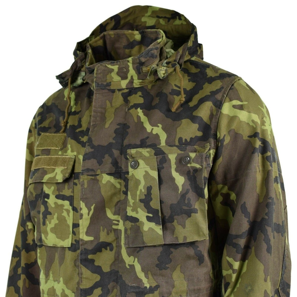 Original tjeckisk armé militär strid CZ 95 Camo Field Jacka Parka huva