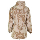 Back view of Czech army desert camo windproof parka jacket with hood and tactical design.
