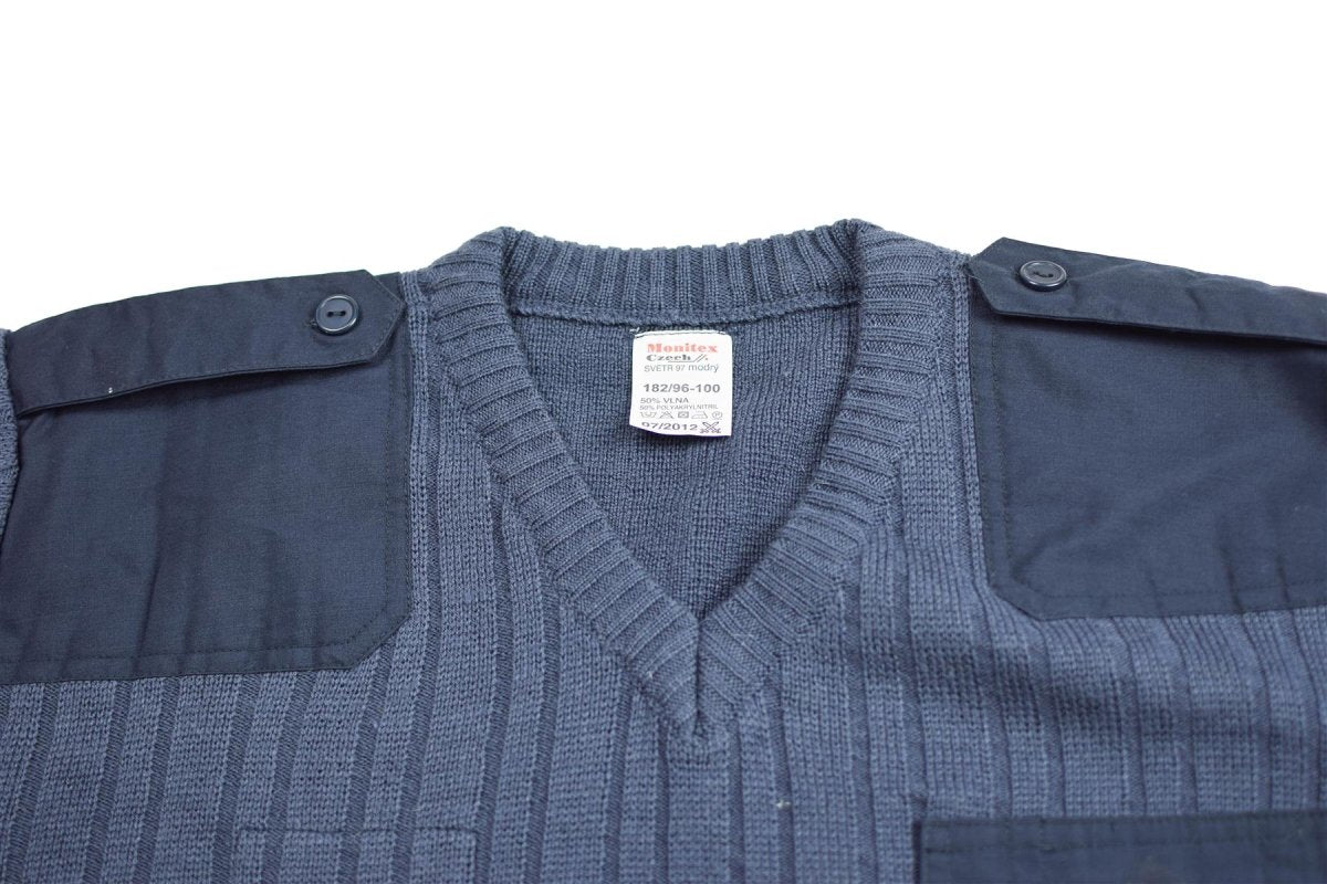 Original tjeckisk armétröja jumper m97 blå ull v-ringning militäröverskott nytt