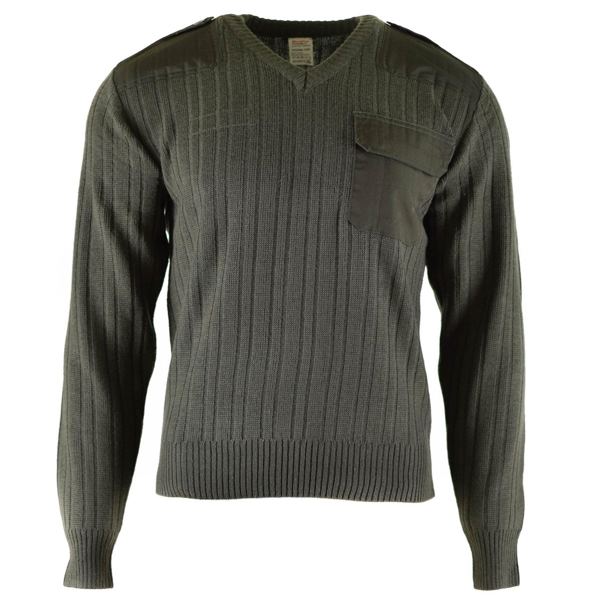 Original tjeckisk armétröja jumper oliv drab ull v-ringning militäröverskott nytt