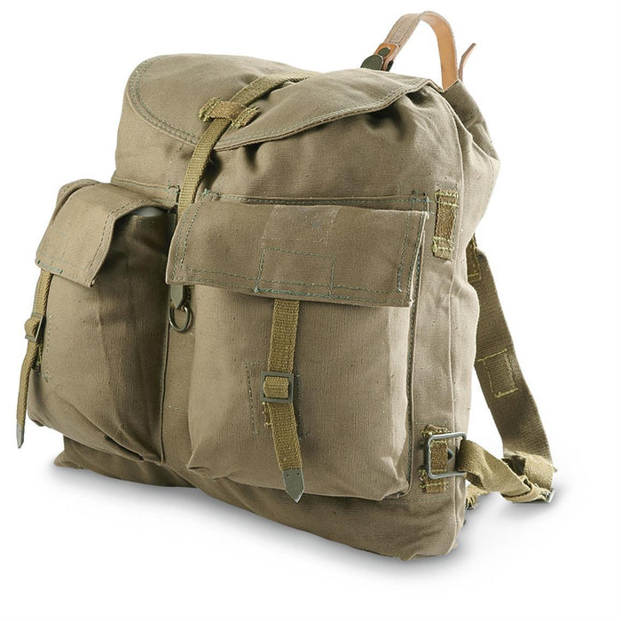 Original tjeckisk armé vintage ryggsäck i canvas med hängslen med Y-band, hållbar M60 ryggsäck i militärstil ny