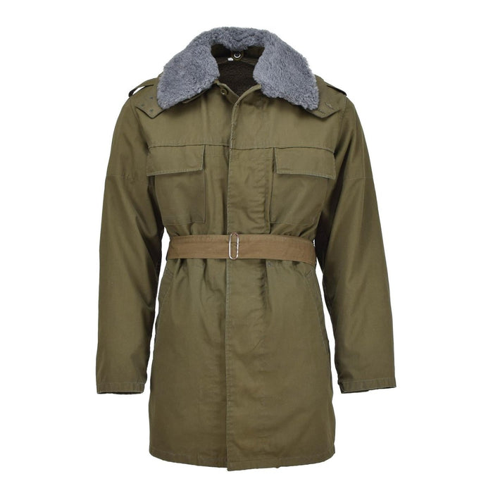 Original Czech Military parkas bälte fuskpäls liner vinterjacka med huva oliv - GoMilitar