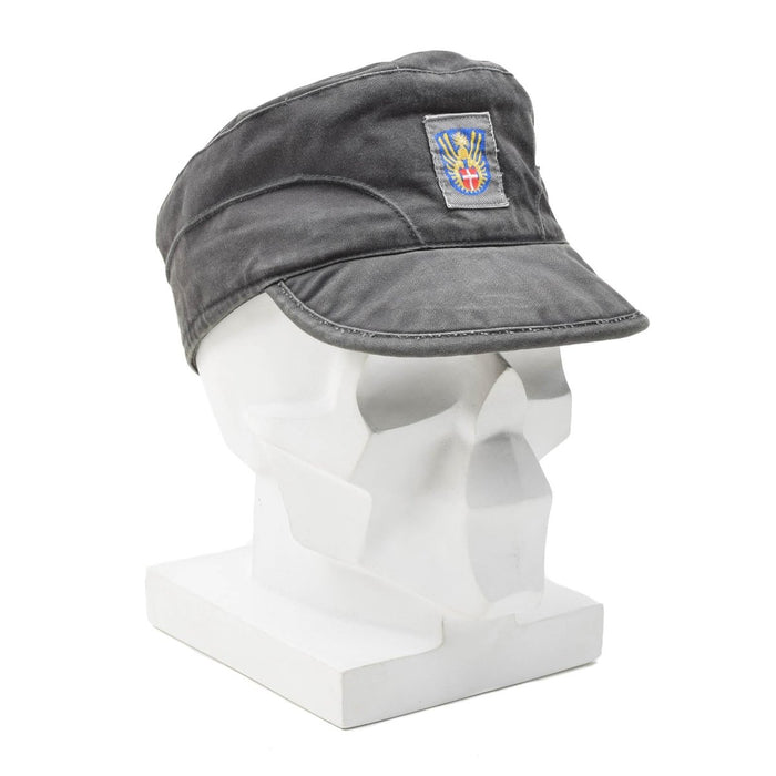 Original Danish army visor cap lightweight foldable earflaps vintage hat gray - GoMilitar