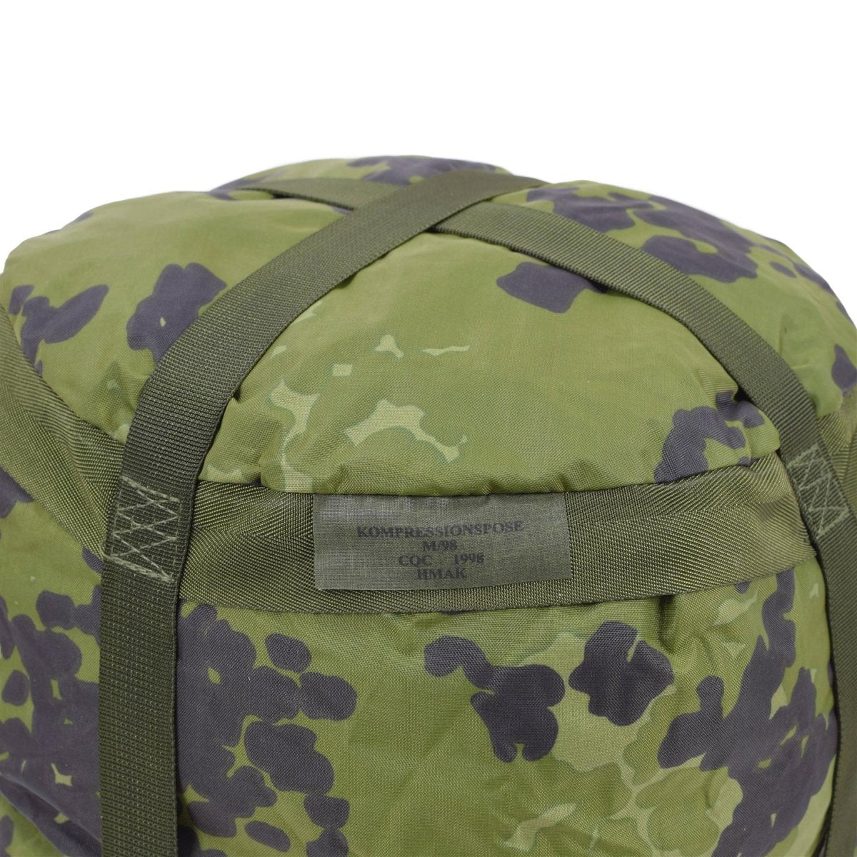 Original dansk militär kompressionsväska M84 Camo Pu Coated Lightweight New