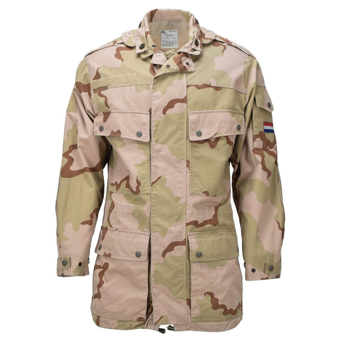 Original holländsk militärfältkappa justerbara manschetter Hemline Desert Camo - GoMilitar