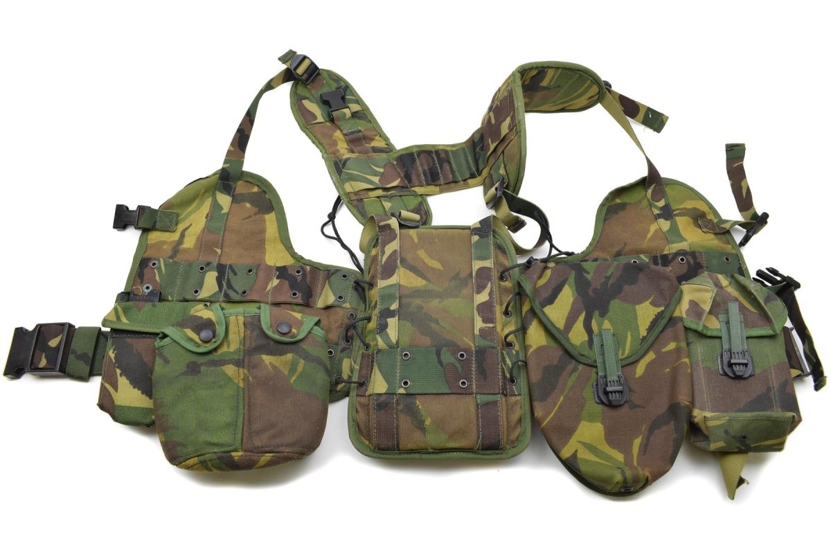 Original Dutch Military Tactical Vest Set Woodland Old Model Alice Clip Pouches