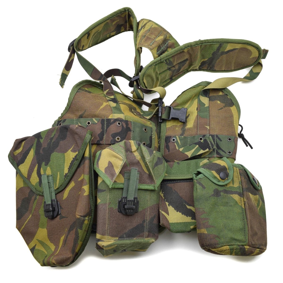 Original Dutch Military Tactical Vest Set Woodland Old Model Alice Clip Pouches