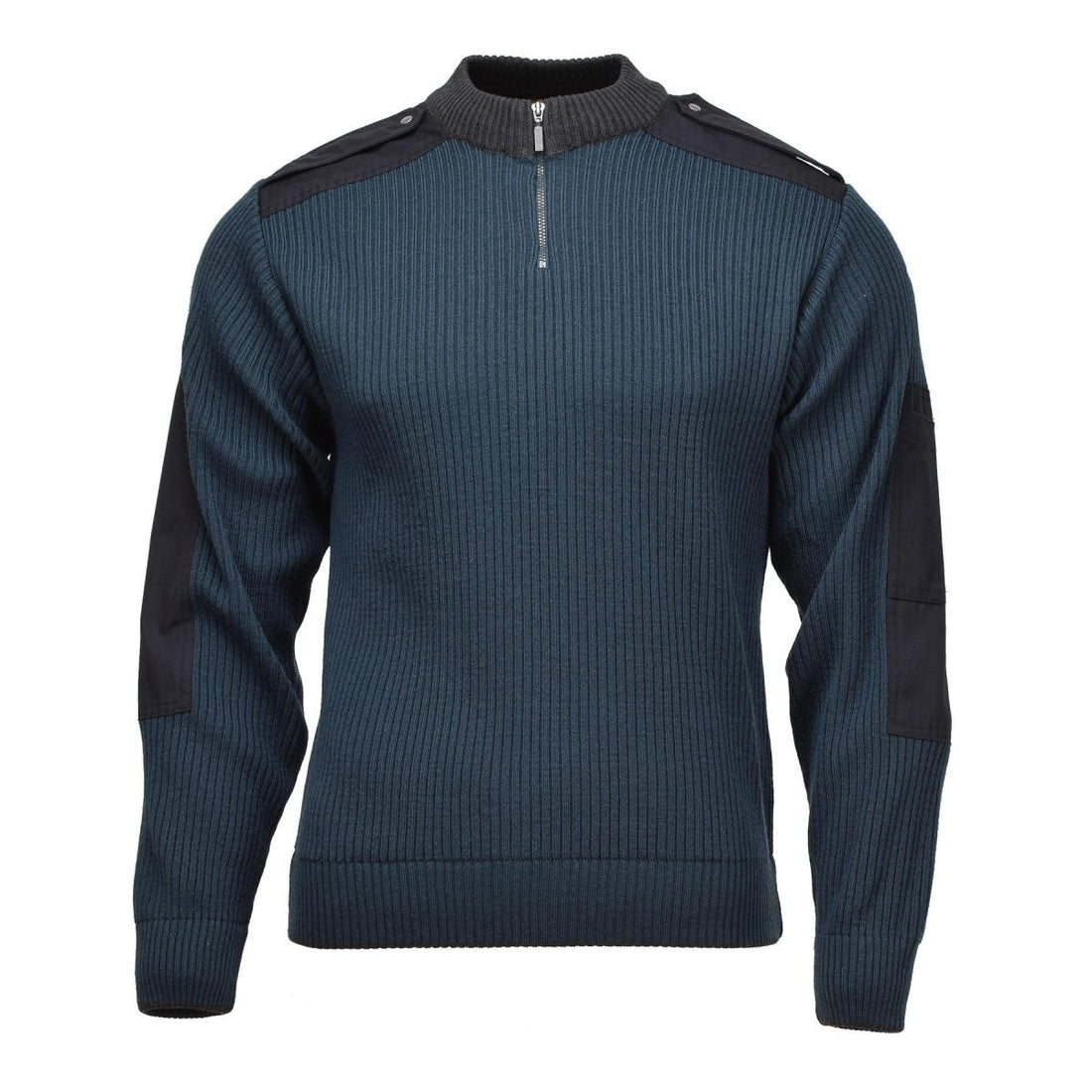Original holländsk Militär Troyer tröja Ribbstickad Quarter Zip Petrol Green