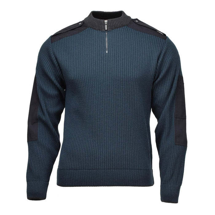 Original holländsk Militär Troyer tröja Ribbstickad Quarter Zip Petrol Green - GoMilitar