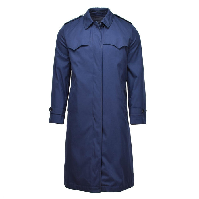 Original holländsk militär lång blå trenchcoat för kvinnor med quiltat foder, vattentät och varm för kallt väder