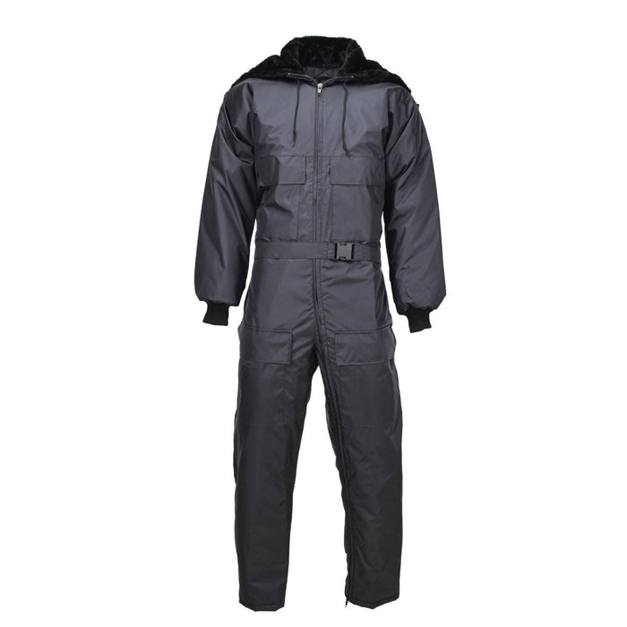 Svart huva holländsk militär för kallt väder quiltad liner overall jumpsuit med justerbara muddar och flera fickor