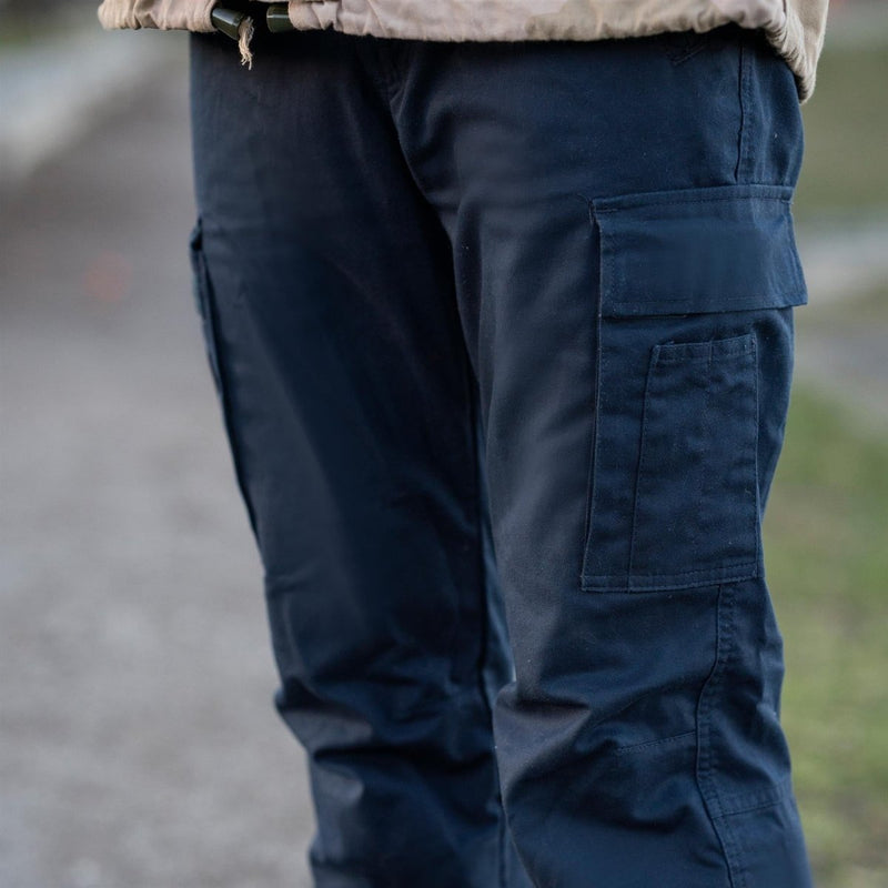 Original Dutch Military Work Pants Män förstärkte knäna lastfickor blå
