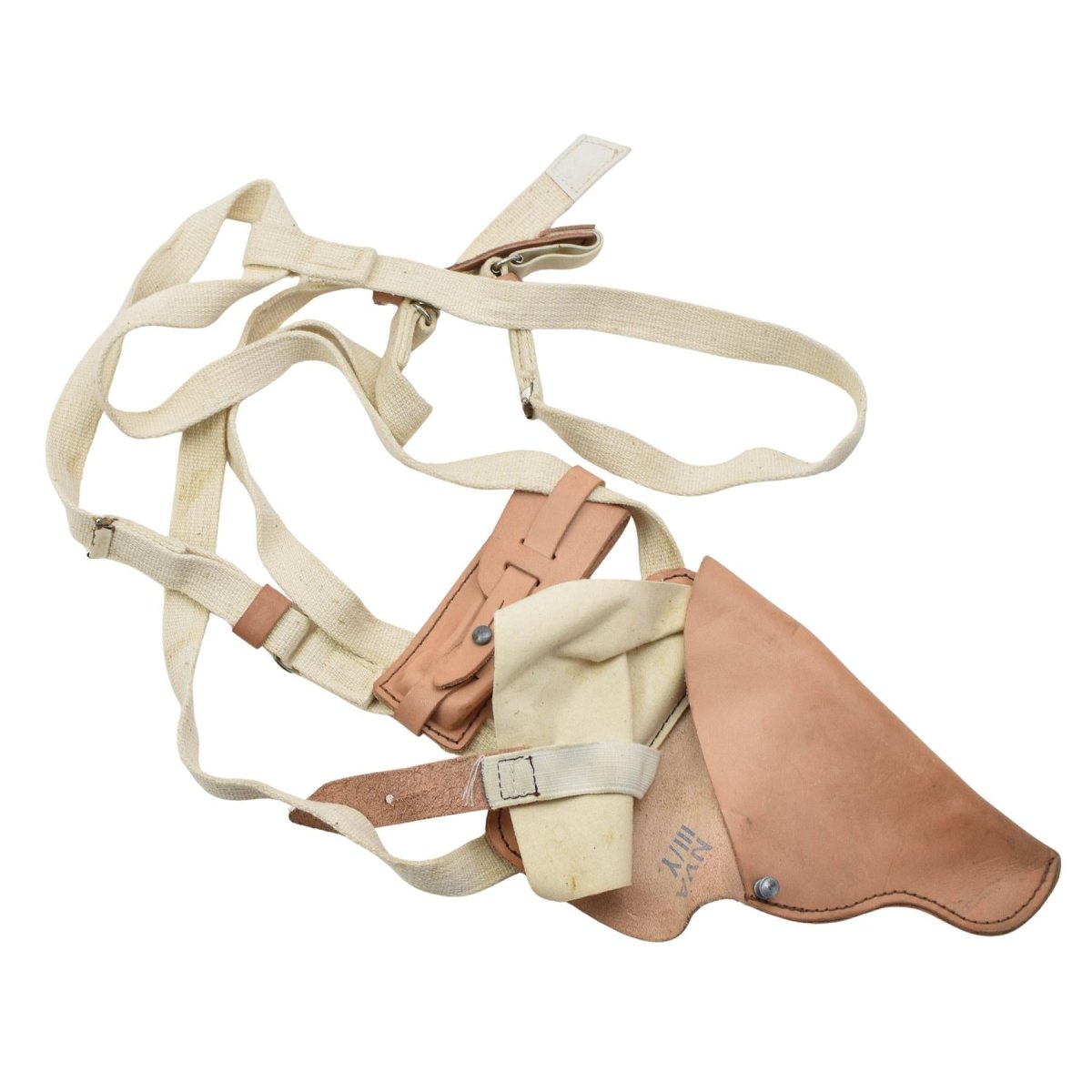 Original Östtysk Militär M74 Shoulder Pistol Holster NVA Läder Brun