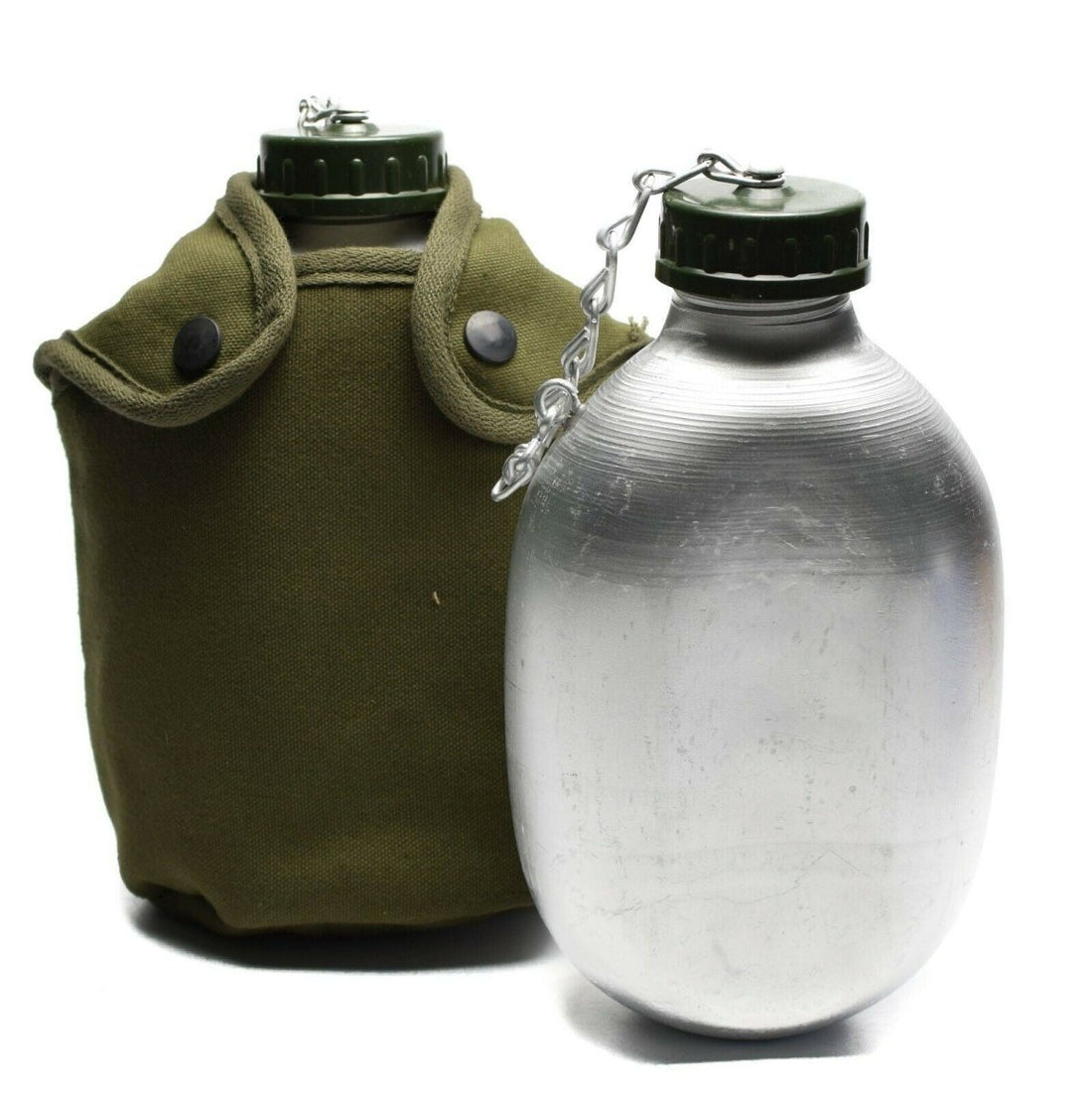 Original French Army Drinking Flask Water Bottle Canteen Pot Cotton Pouch Od Ny