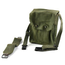 Original French Army 5-cell magazine pouch in olive green with strap and snap button closure for secure storage.