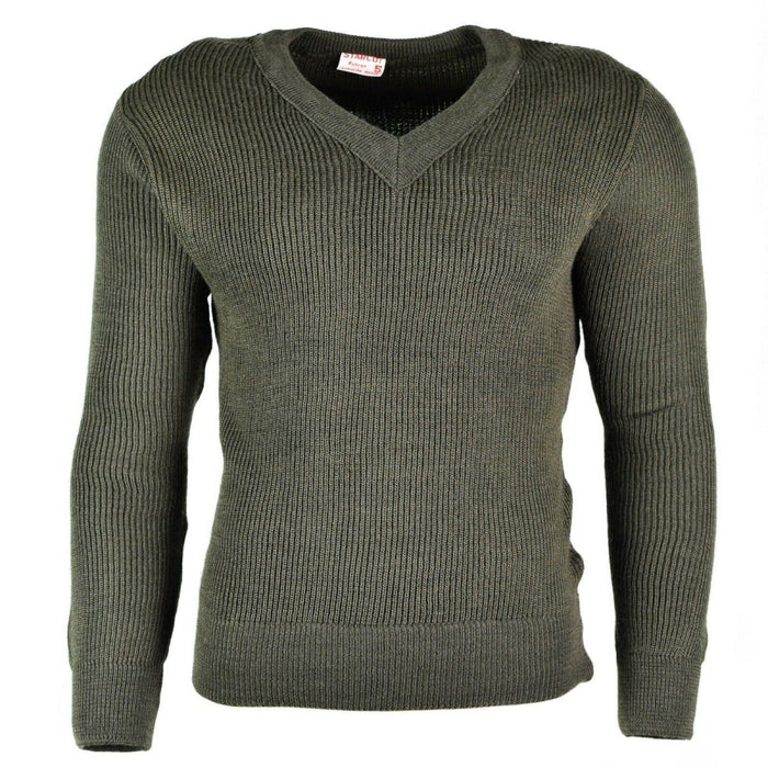 Original fransk armétröja tröja Jumper Chlorofibre V - ull i halsen - GoMilitar