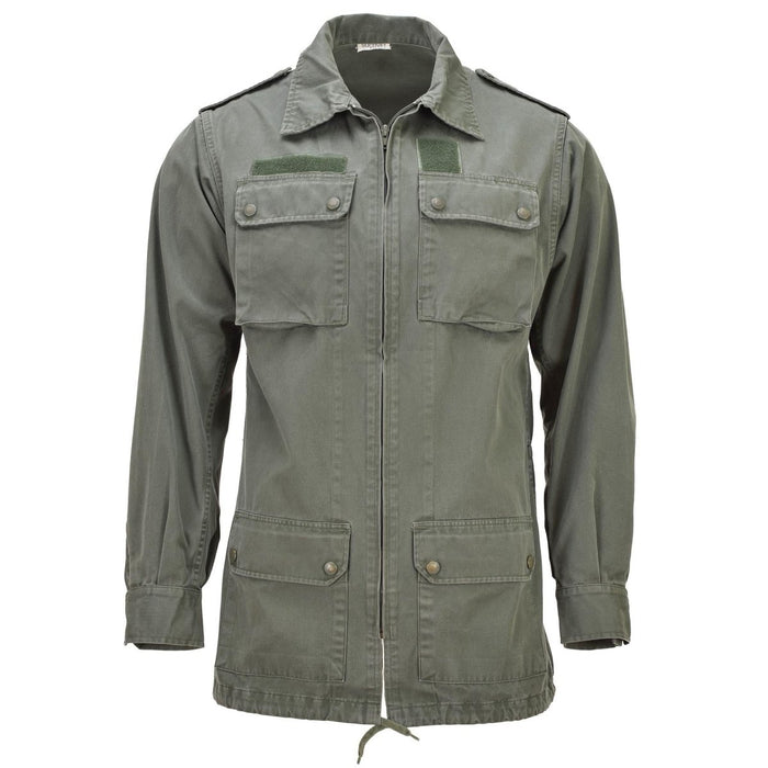 Original French Military Classic Jacka Stora framfickor Solid Olive - GoMilitar