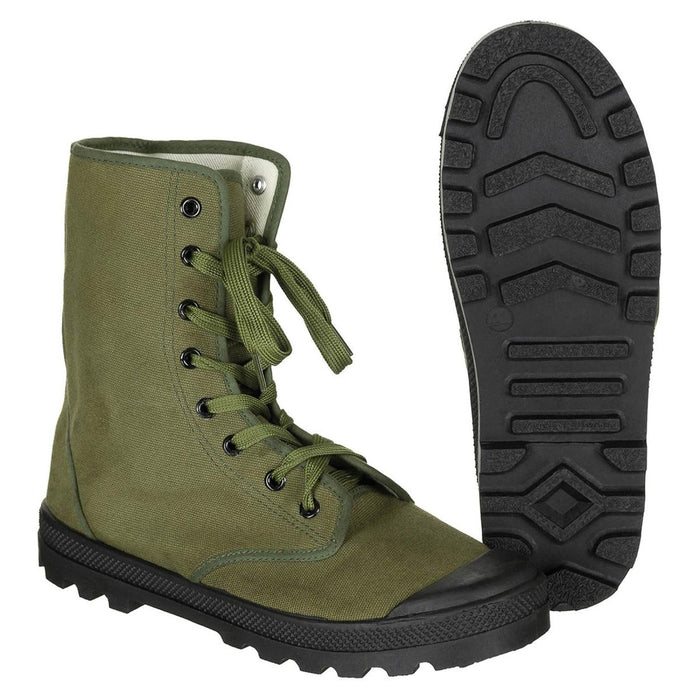 Original French Military Commando Boots Förstärkta klackar Vintage Olive - GoMilitar