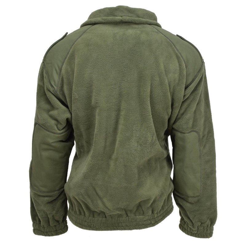 Original fransk militär fleece jacka polar varm förstärkt hög hals oliv ny