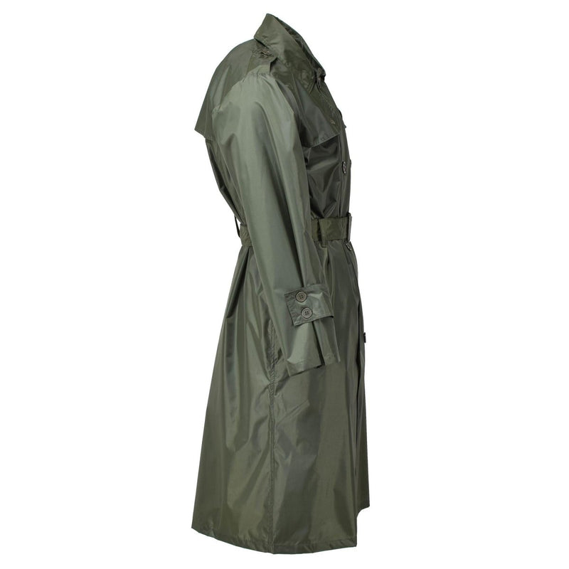 Original French military olive long rain coat all seasons waterproof belted NEW - GoMilitar