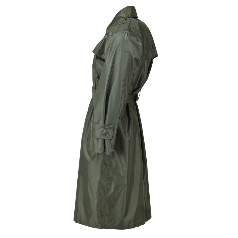 Original French military olive long rain coat all seasons waterproof belted NEW - GoMilitar