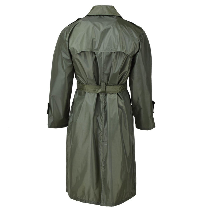 Original French military olive long rain coat all seasons waterproof belted NEW - GoMilitar