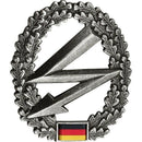 Original German Army beret insignia badge with oak leaf wreath, lightning bolt, and German flag cockade detail