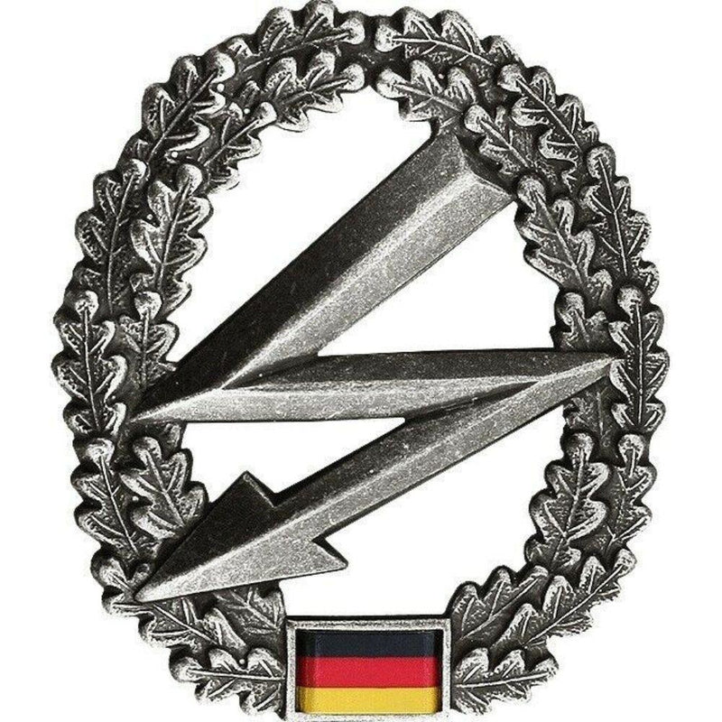 Original German Army beret insignia badge with oak leaf wreath, lightning bolt, and German flag cockade detail