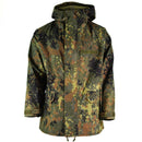 Original German army flecktarn camouflage Gore-Tex waterproof and windproof hunting rain jacket with hood and adjustable cuffs
