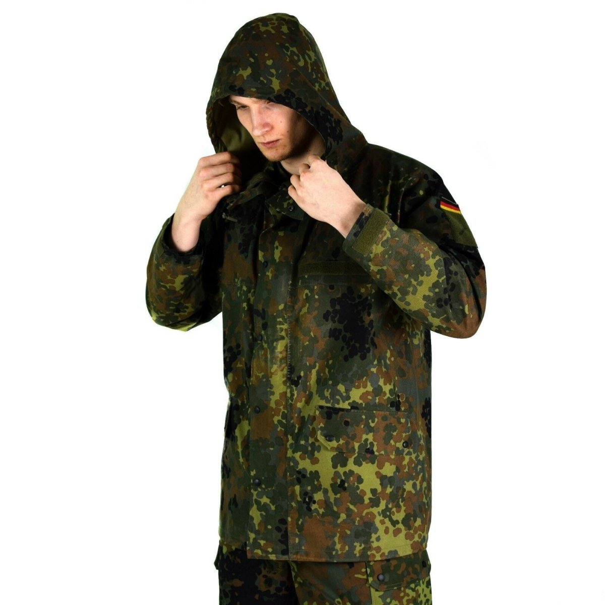 Original German Army Field Jacket Goretex Flecktarn Waterproof Rain Gear Parka