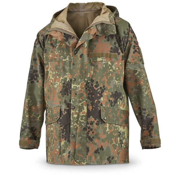 Original German Army Field Jacket Goretex Flecktarn Waterproof Rain Gear Parka