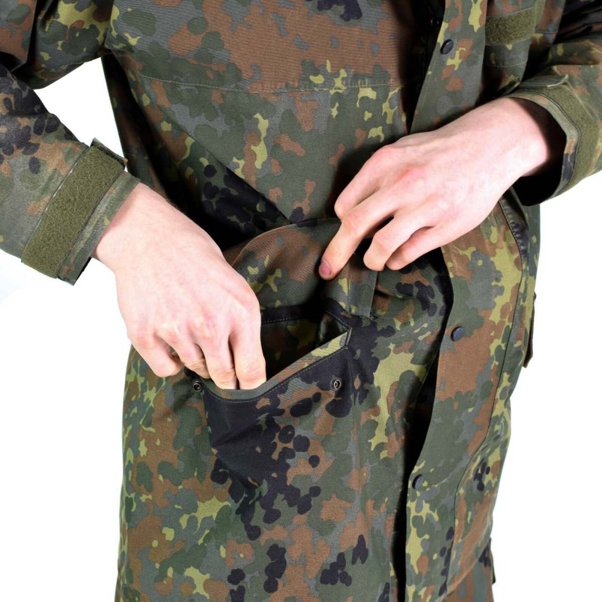 Original German Army Field Jacket Goretex Flecktarn Waterproof Rain Gear Parka
