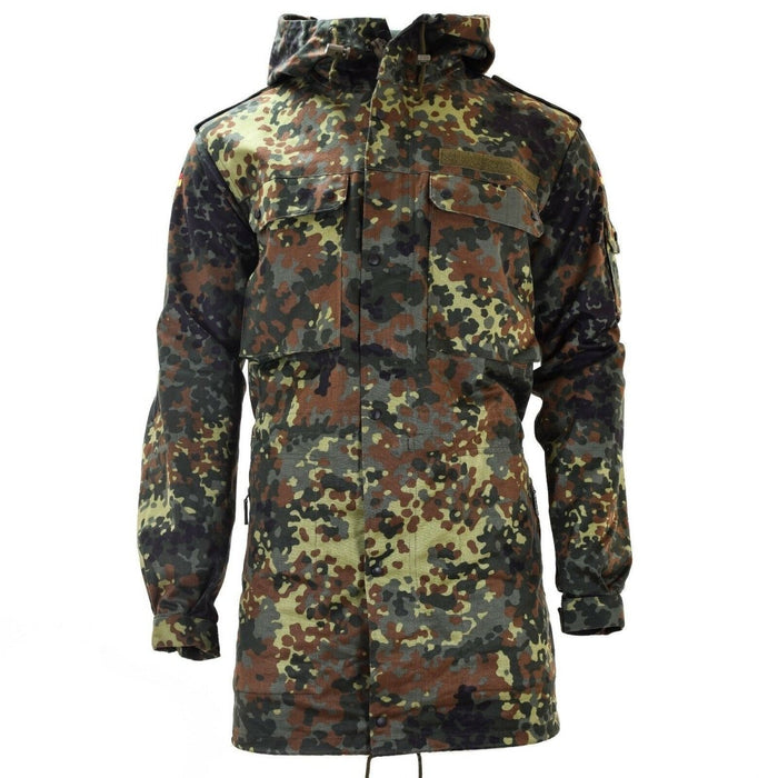 Original tysk armé fältjacka parka militärfråga huva Flecktarn combat - GoMilitar