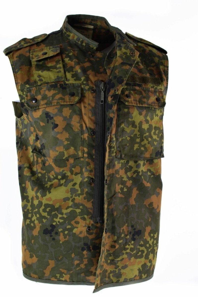Original tysk armé väst dragkedja flecktarn camo taktisk strid bw armé fråga