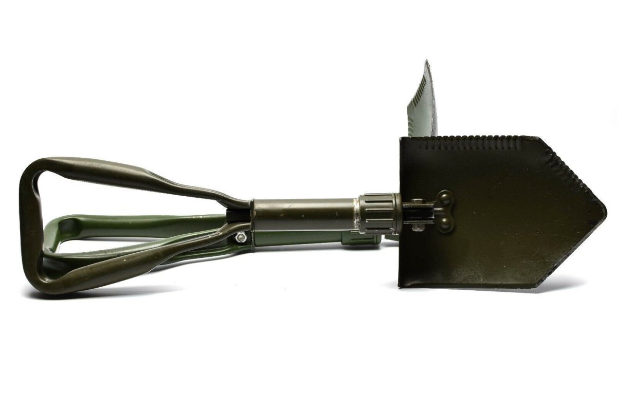 Original tyska BW Army Folding Shovel. Överlevnad utomhus grön spade