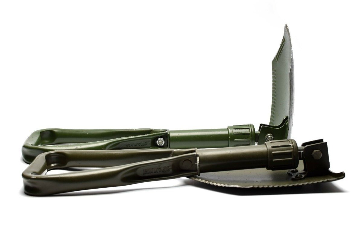 Original tyska BW Army Folding Shovel. Överlevnad utomhus grön spade