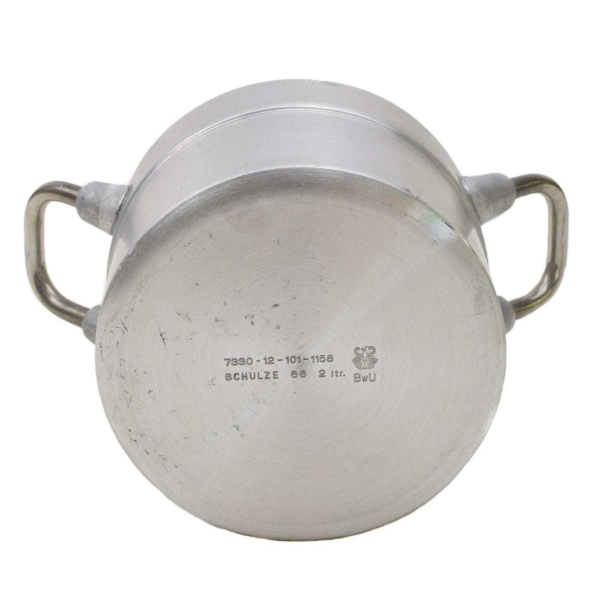 Original tysk militär aluminium 2 liter potten lock vandring bw armé mess kit ny
