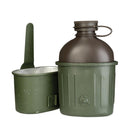 Original German Military Flask 0.8L Plastic Canteen Aluminium Cup Olive - GoMilitar