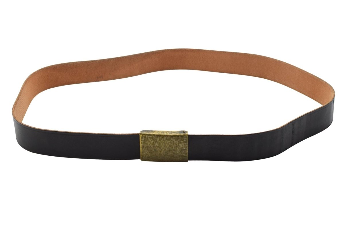 Original tyska militära läderbyxor Bälte Bundesmarine Army Navy Black